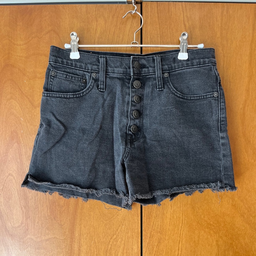 Madewell Women's High-Rise Denim Boyshorts Faded Black: Button Fly Size 27